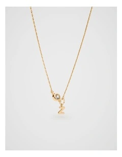 Stone Drop Initial Necklace in Gold