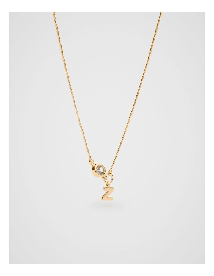 Stone Drop Initial Necklace in Gold image 1