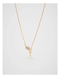 Stone Drop Initial Necklace in Gold