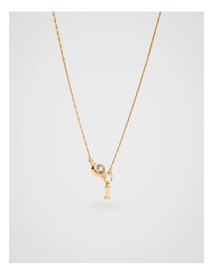 Stone Drop Initial Necklace in Gold image 1