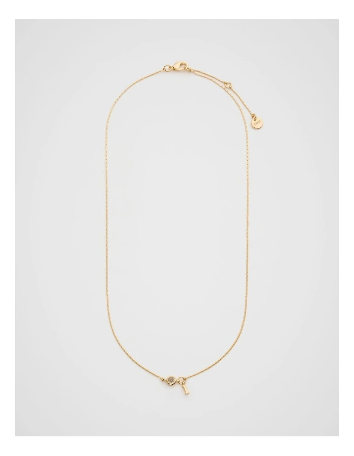 Stone Drop Initial Necklace in Gold image 3