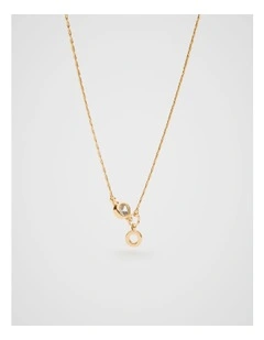 Stone Drop Initial Necklace in Gold