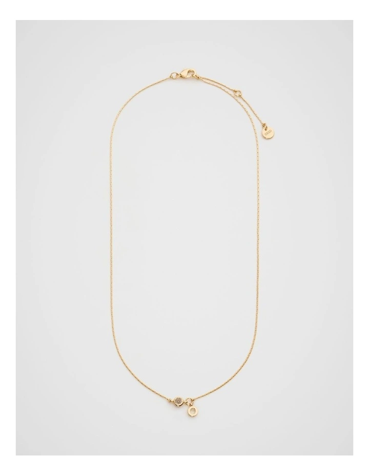 Stone Drop Initial Necklace in Gold image 3