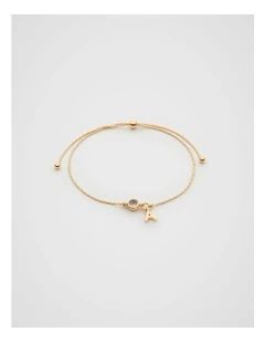 Stone Drop Initial Bracelet in Gold