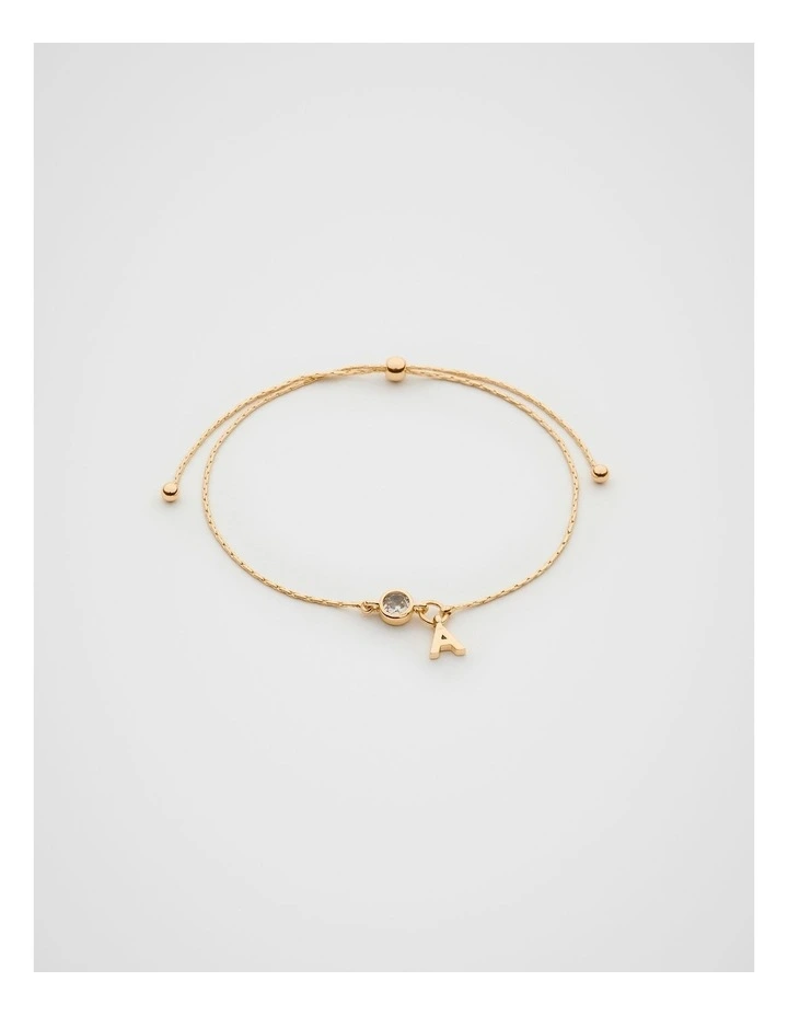 Stone Drop Initial Bracelet in Gold image 1