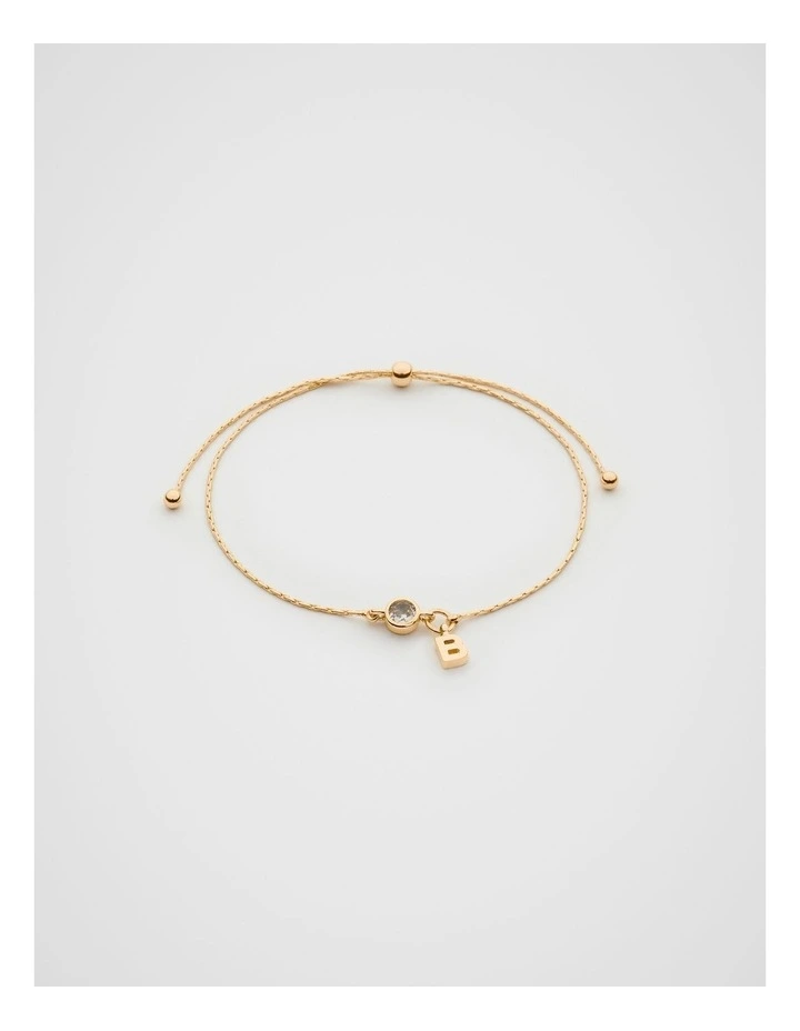 Stone Drop Initial Bracelet in Gold image 1