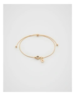 Stone Drop Initial Bracelet in Gold