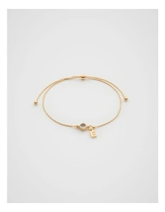 Stone Drop Initial Bracelet in Gold