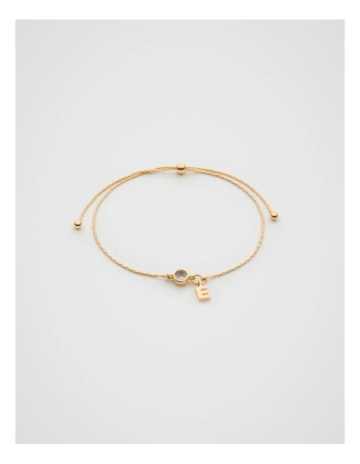 Stone Drop Initial Bracelet in Gold image 1