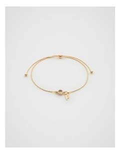 Stone Drop Initial Bracelet in Gold