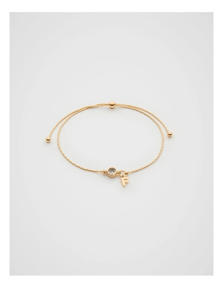 Stone Drop Initial Bracelet in Gold image 1
