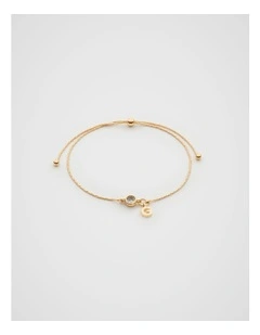Stone Drop Initial Bracelet in Gold