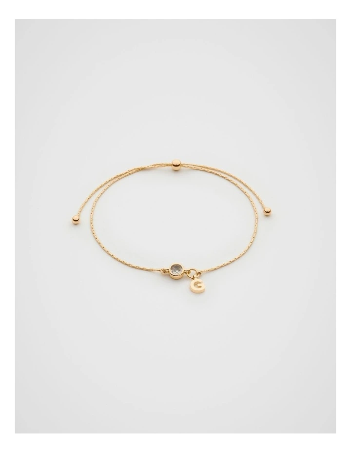 Stone Drop Initial Bracelet in Gold image 1