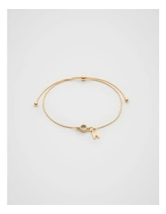 Stone Drop Initial Bracelet in Gold