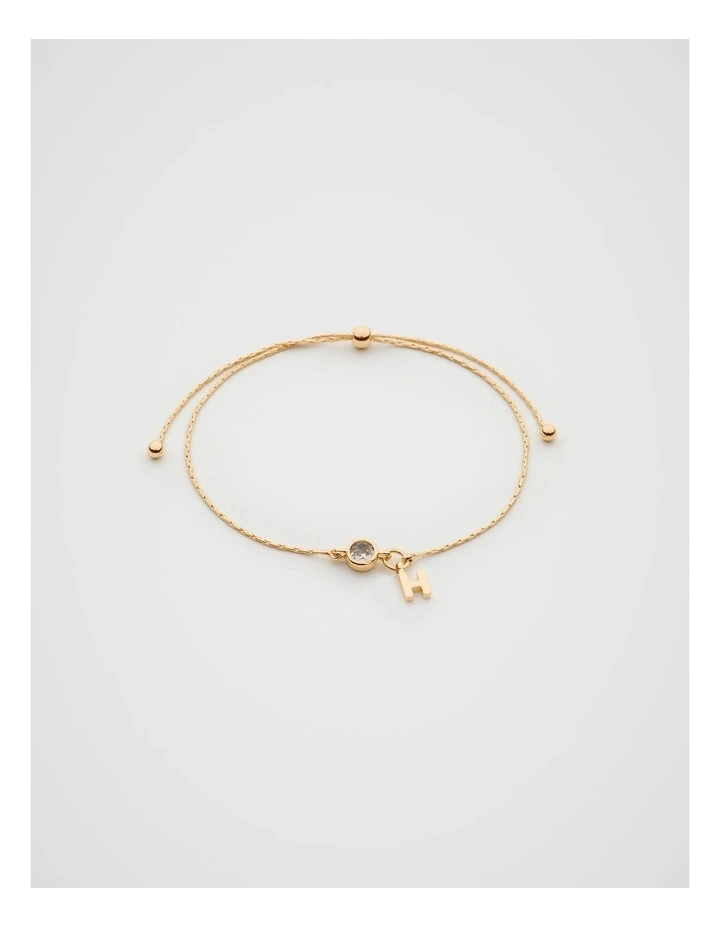 Stone Drop Initial Bracelet in Gold image 1