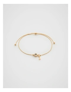 Stone Drop Initial Bracelet in Gold