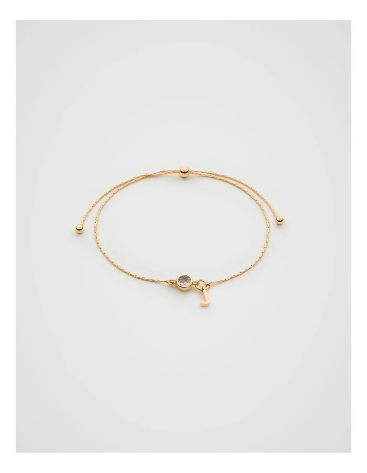 Stone Drop Initial Bracelet in Gold image 1