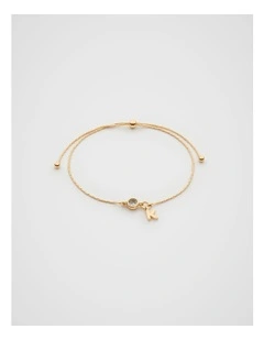 Stone Drop Initial Bracelet in Gold
