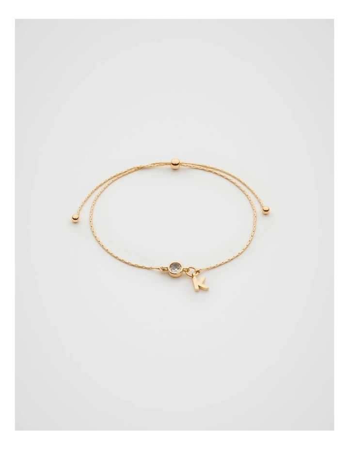 Stone Drop Initial Bracelet in Gold image 1
