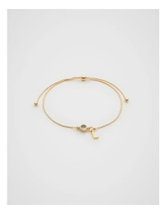 Stone Drop Initial Bracelet in Gold