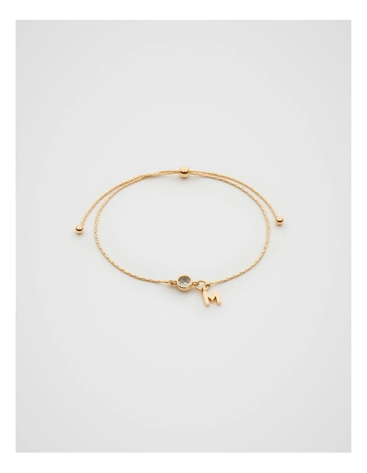 Stone Drop Initial Bracelet in Gold image 1