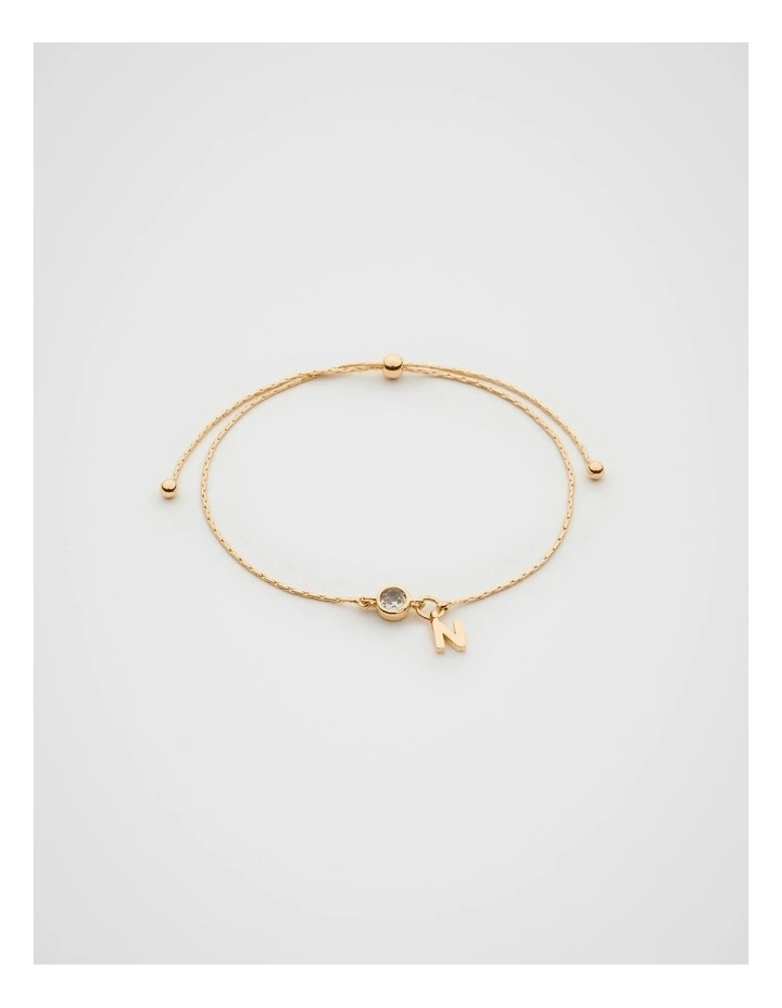 Stone Drop Initial Bracelet in Gold image 1