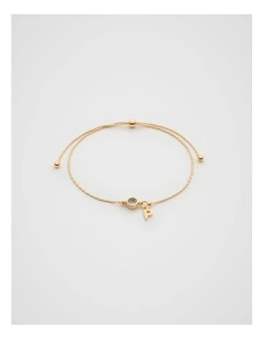 Stone Drop Initial Bracelet in Gold
