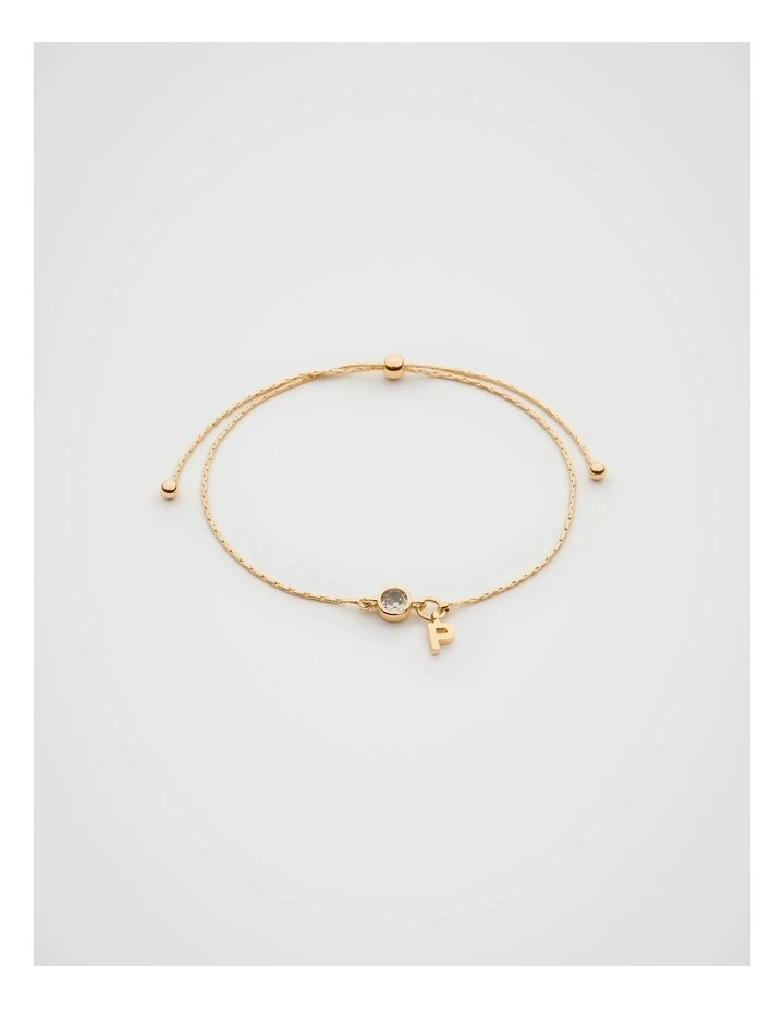 Stone Drop Initial Bracelet in Gold image 1