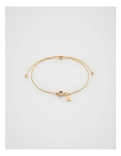 Stone Drop Initial Bracelet in Gold