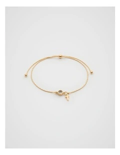 Stone Drop Initial Bracelet in Gold