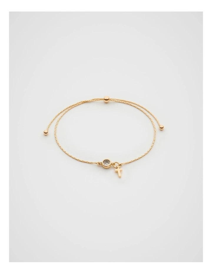 Stone Drop Initial Bracelet in Gold image 1
