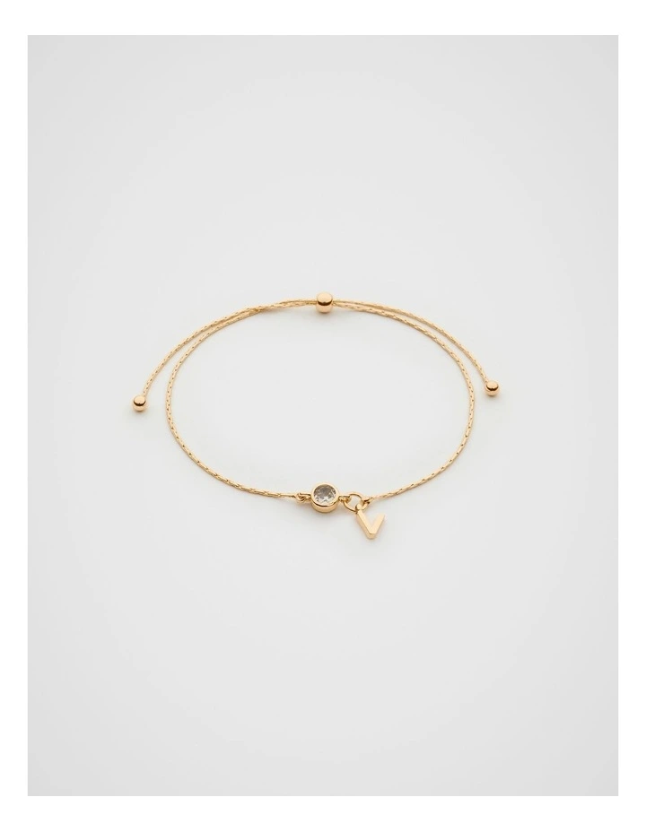 Stone Drop Initial Bracelet in Gold image 1