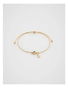 Stone Drop Initial Bracelet in Gold