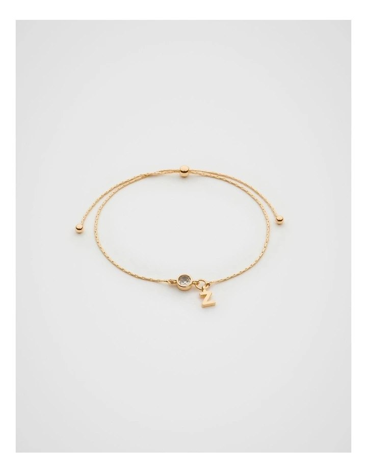 Stone Drop Initial Bracelet in Gold image 1