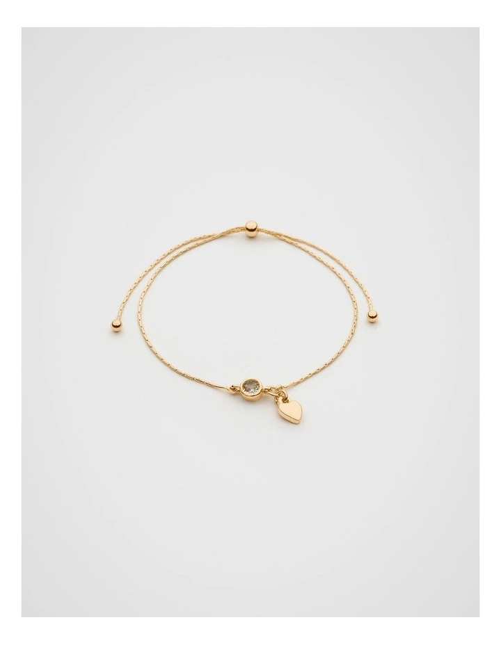 Stone Drop Initial Bracelet in Gold image 1