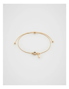 Stone Drop Initial Bracelet in Gold