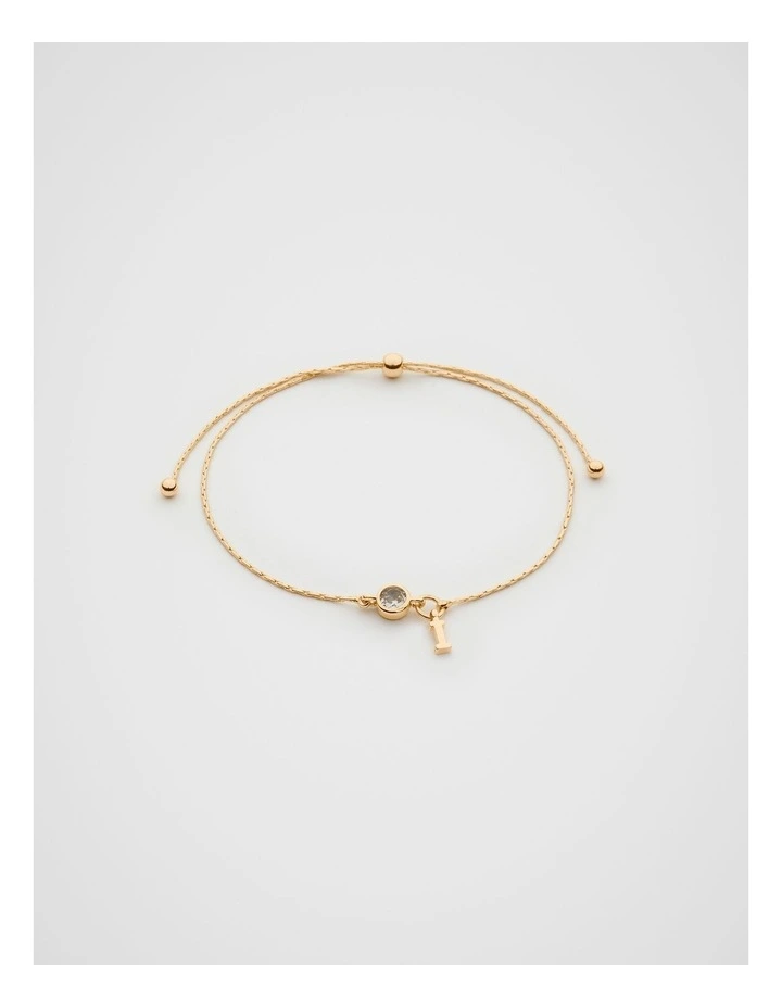 Stone Drop Initial Bracelet in Gold image 1