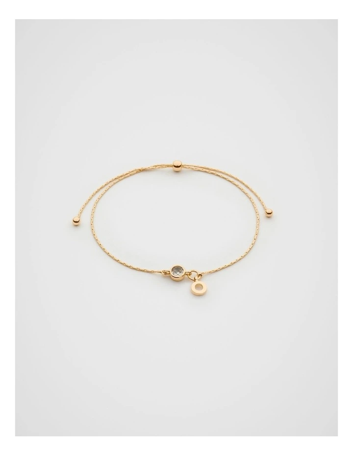 Stone Drop Initial Bracelet in Gold image 1