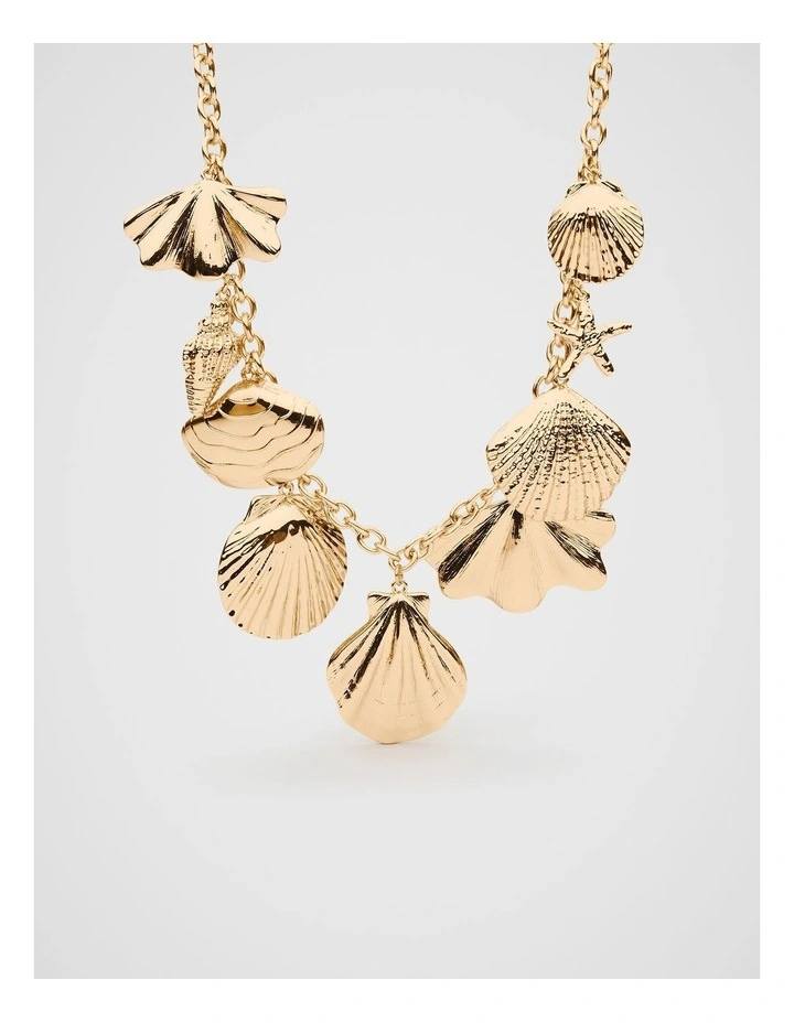 Shell Charms Necklace in Gold image 1
