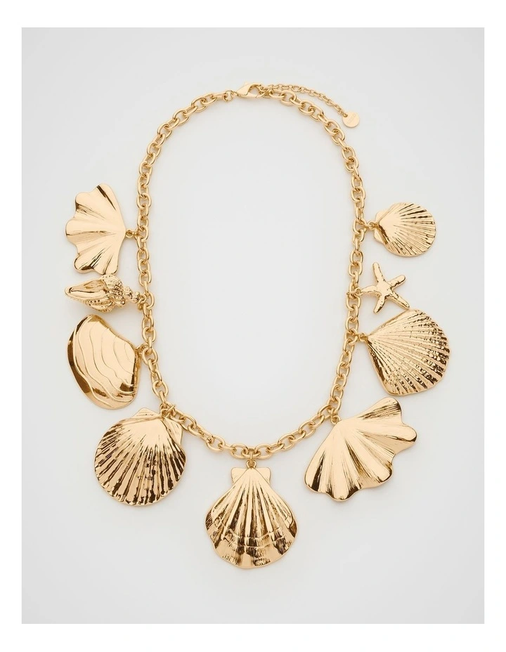 Shell Charms Necklace in Gold image 3