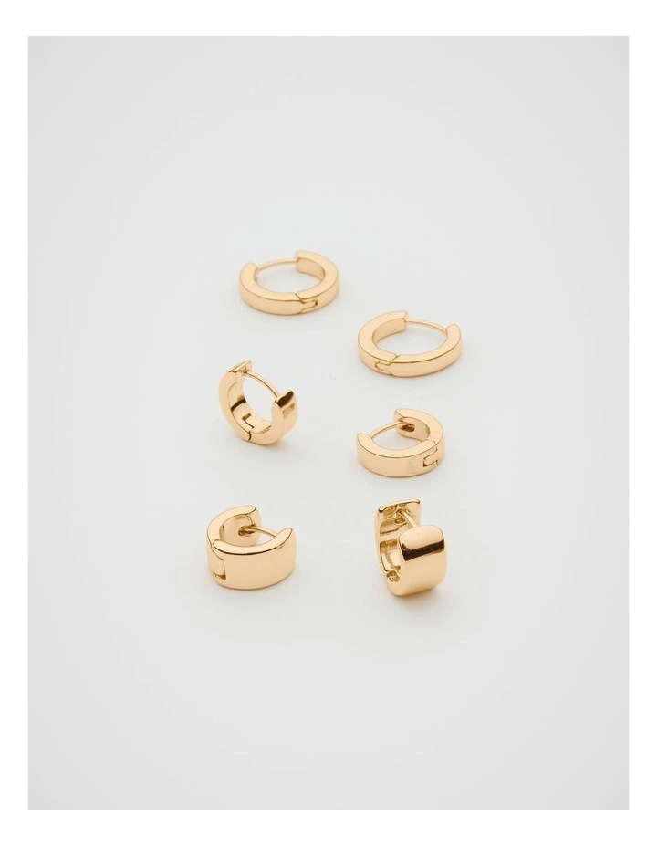 Disc Huggie Ear Pack in Gold image 3