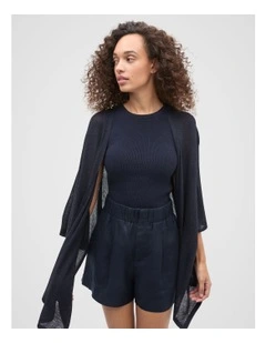 Fine Knit Poncho in Twilight Blue