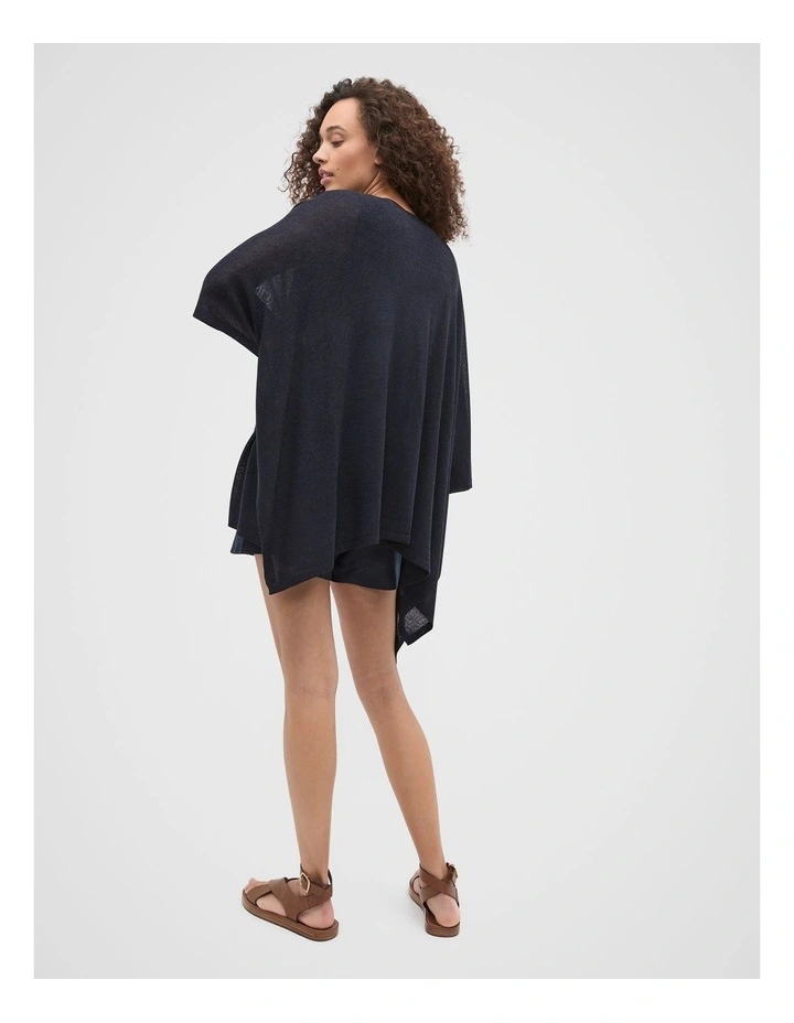 Fine Knit Poncho in Twilight Blue image 2