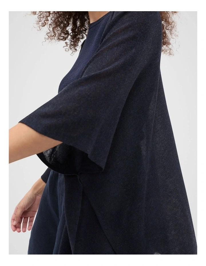 Fine Knit Poncho in Twilight Blue image 4
