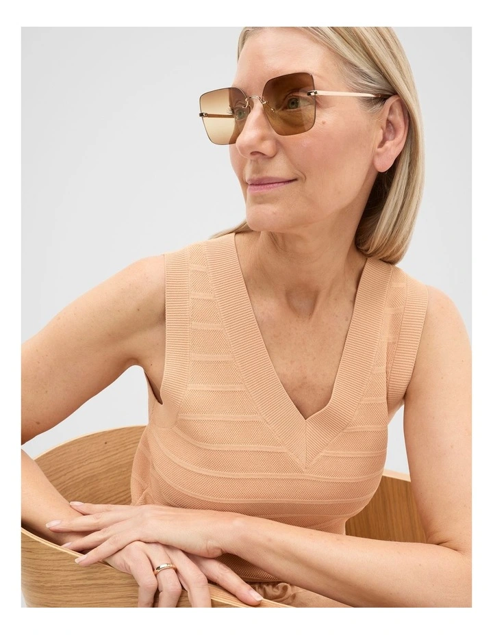 Matea Rectangle Frameless Sunglasses in Pinecone image 2