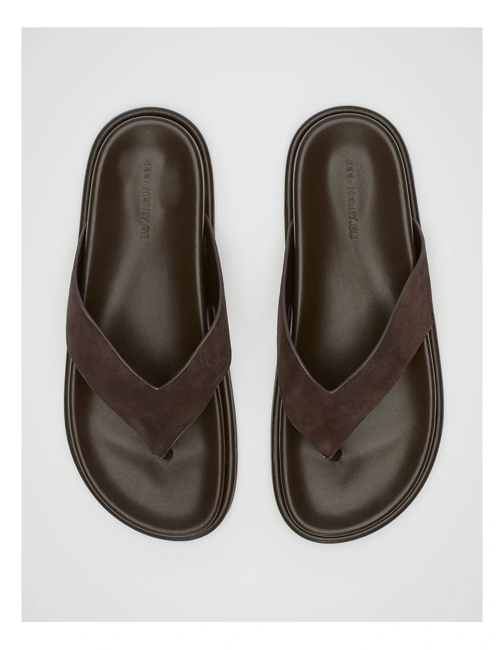 Piper Thong Sandal in Chocolate Suede image 4