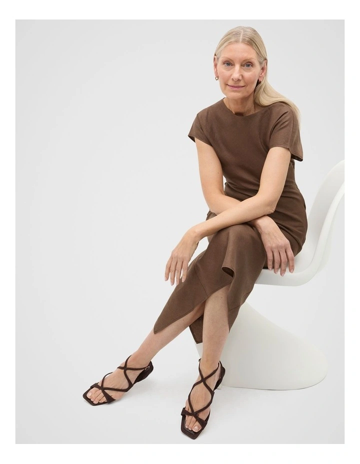 Deven Curved Strap Sandal in Chocolate Suede image 2