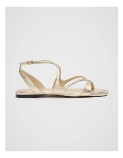 Deven Curved Strap Sandal in Pale Gold