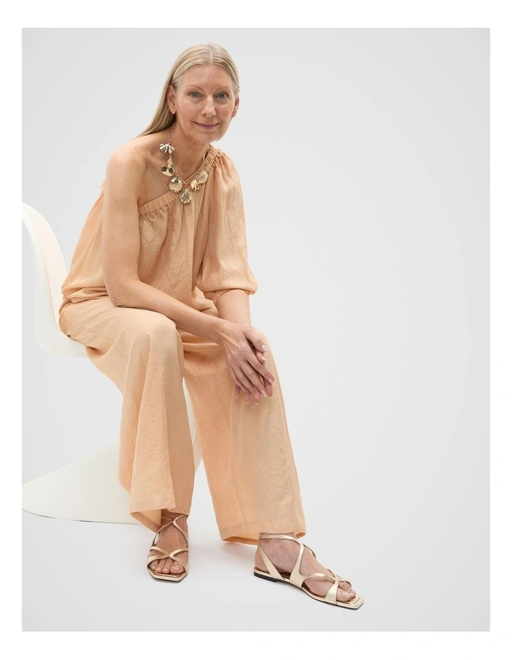 Deven Curved Strap Sandal in Pale Gold image 2
