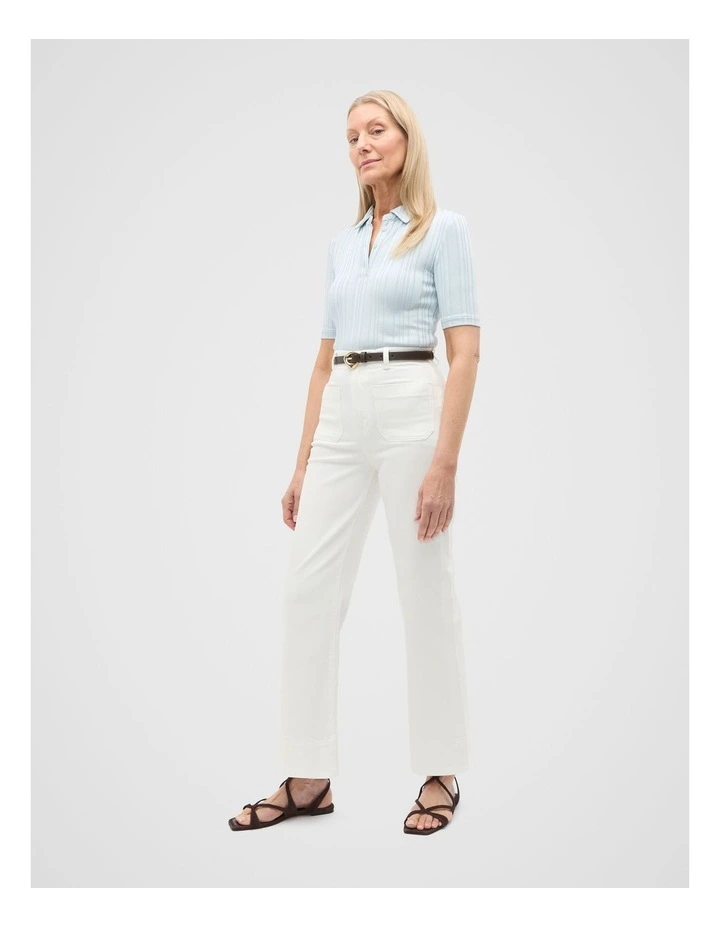 Rib Half Placket Polo Top in Bluebell image 3